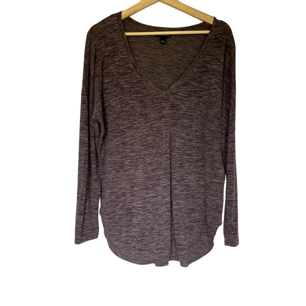Rock & Republic V-Neck Sweater Large Purple Womens Heathered Rayon Blend